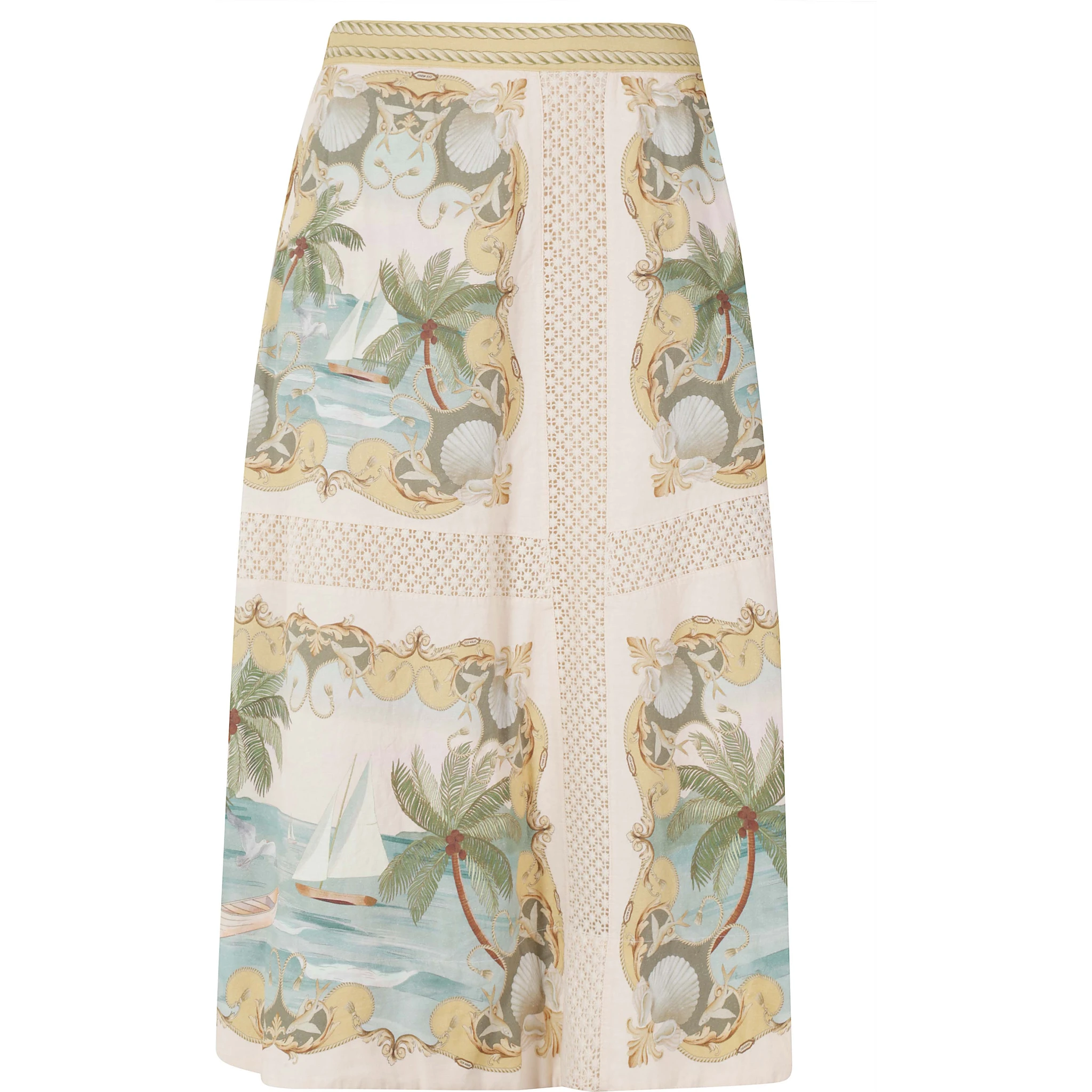 CROCHET DETAIL MIDI SKIRT