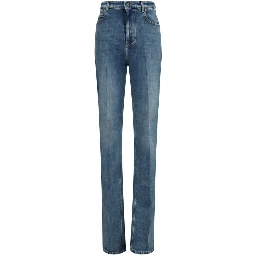 Blue Cotton High-Waisted Jean