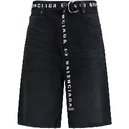 Black Cotton Bermuda Shorts