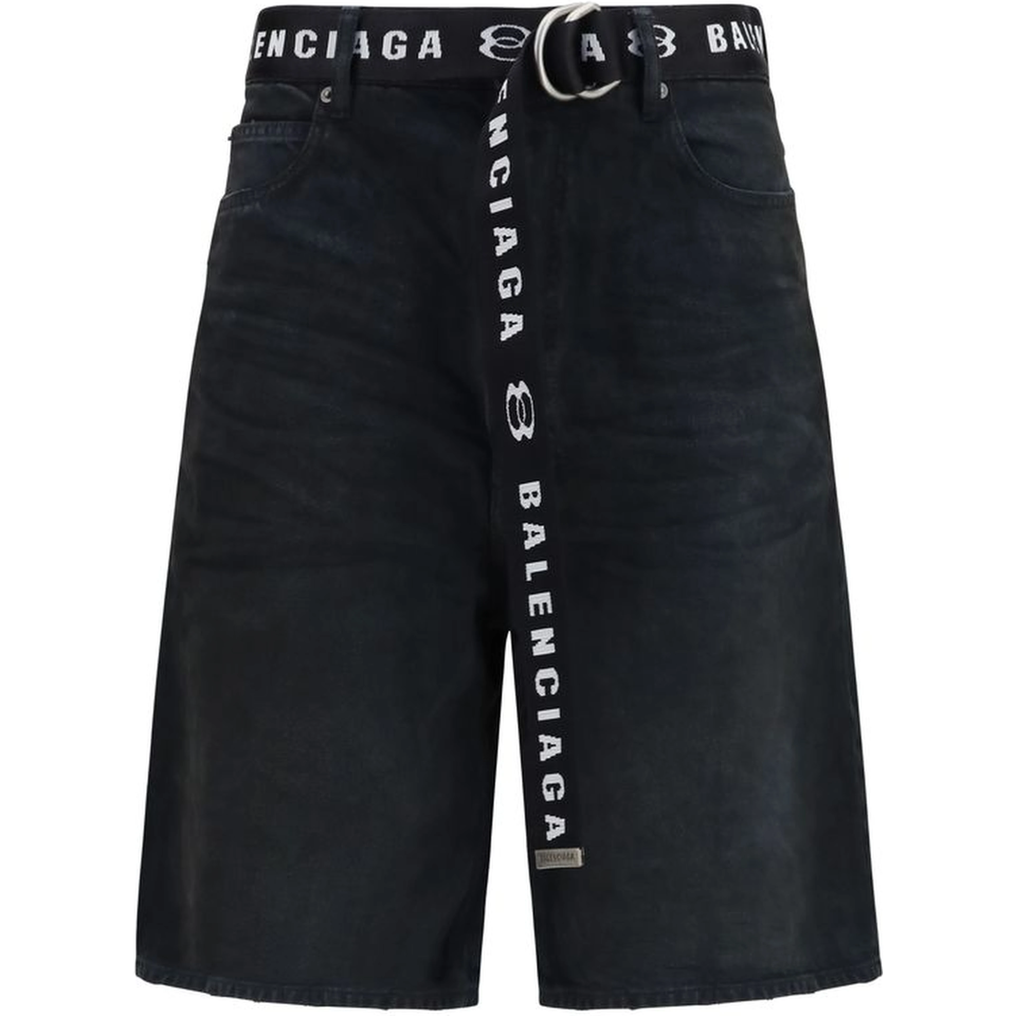 Black Cotton Bermuda Shorts