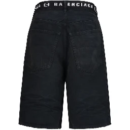 Black Cotton Bermuda Shorts