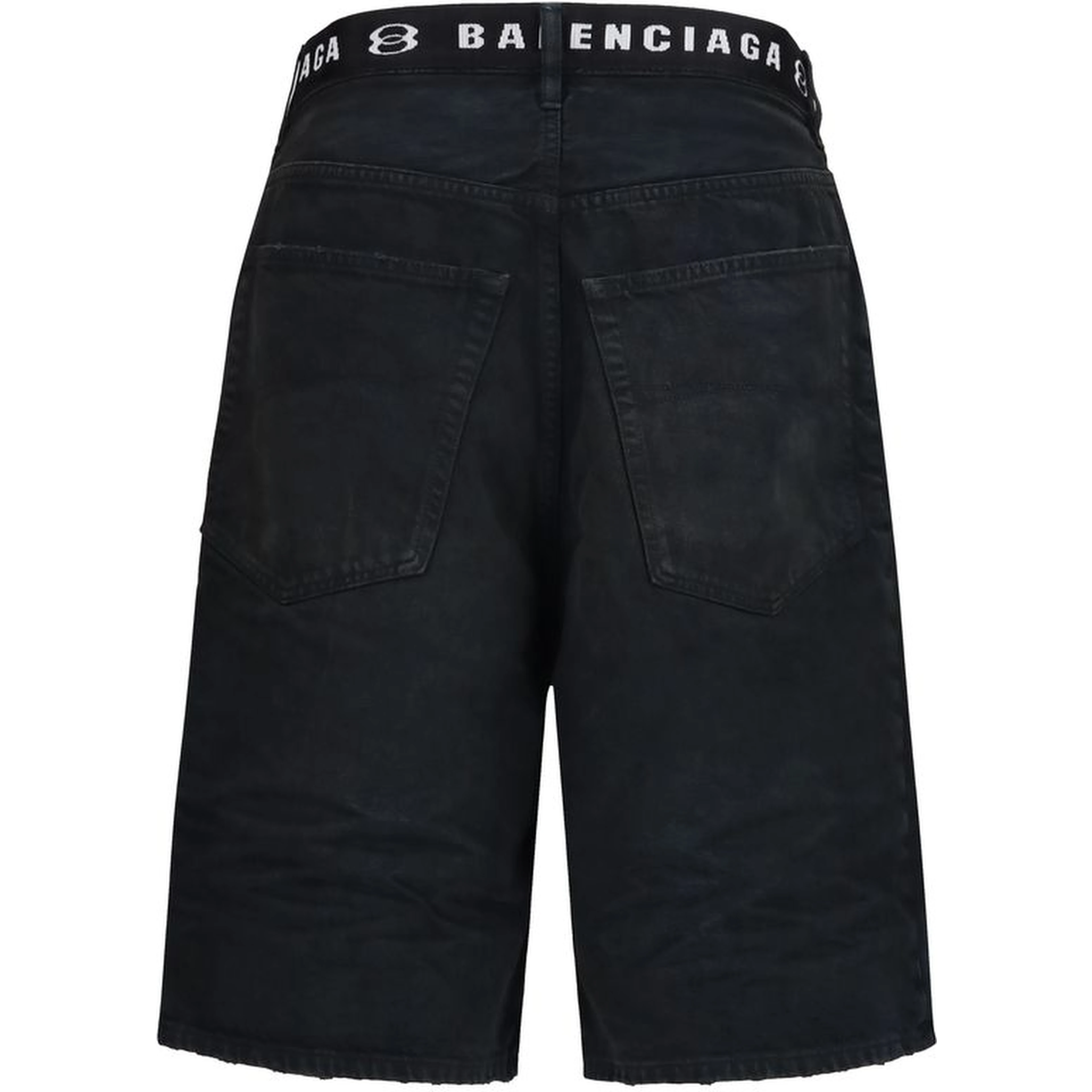Black Cotton Bermuda Shorts