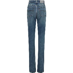 Blue Cotton High-Waisted Jean