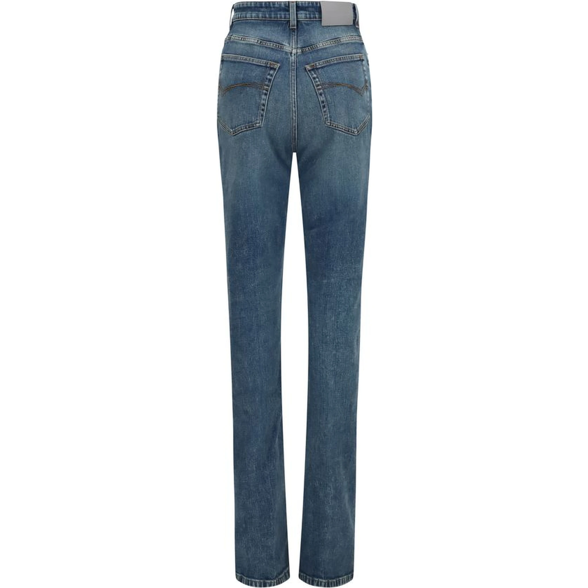 Blue Cotton High-Waisted Jean