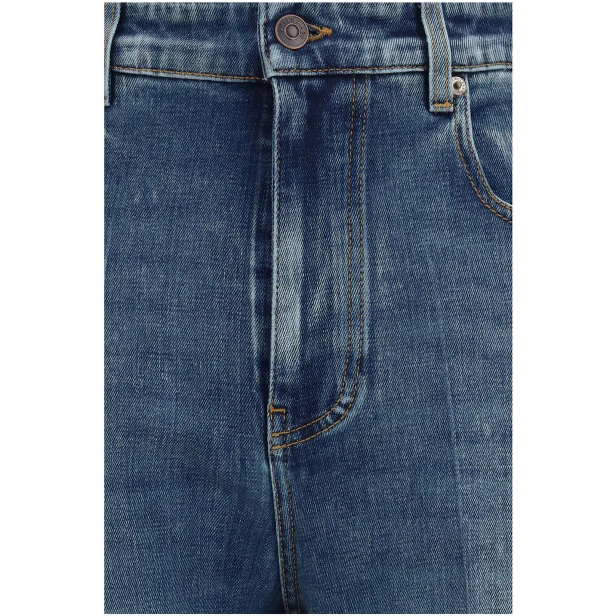 Blue Cotton High-Waisted Jean