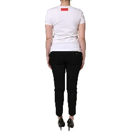 White Floral Graphic Short Sleeve Crew Neck T-shirt