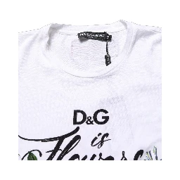 White Floral Graphic Short Sleeve Crew Neck T-shirt
