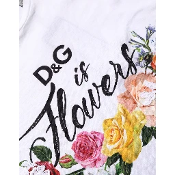 White Floral Graphic Short Sleeve Crew Neck T-shirt