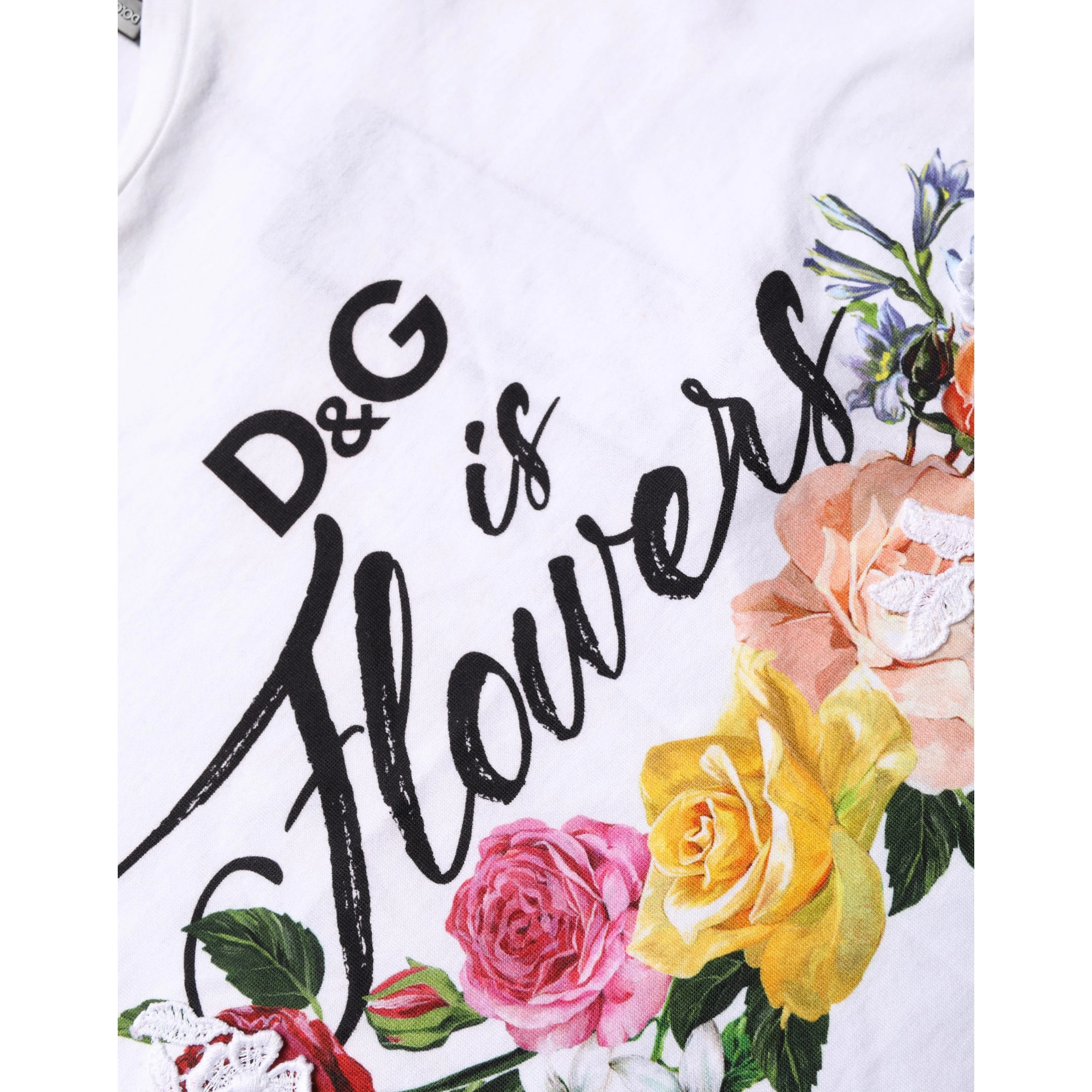 White Floral Graphic Short Sleeve Crew Neck T-shirt