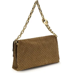 Beige Suede Leather Handbag