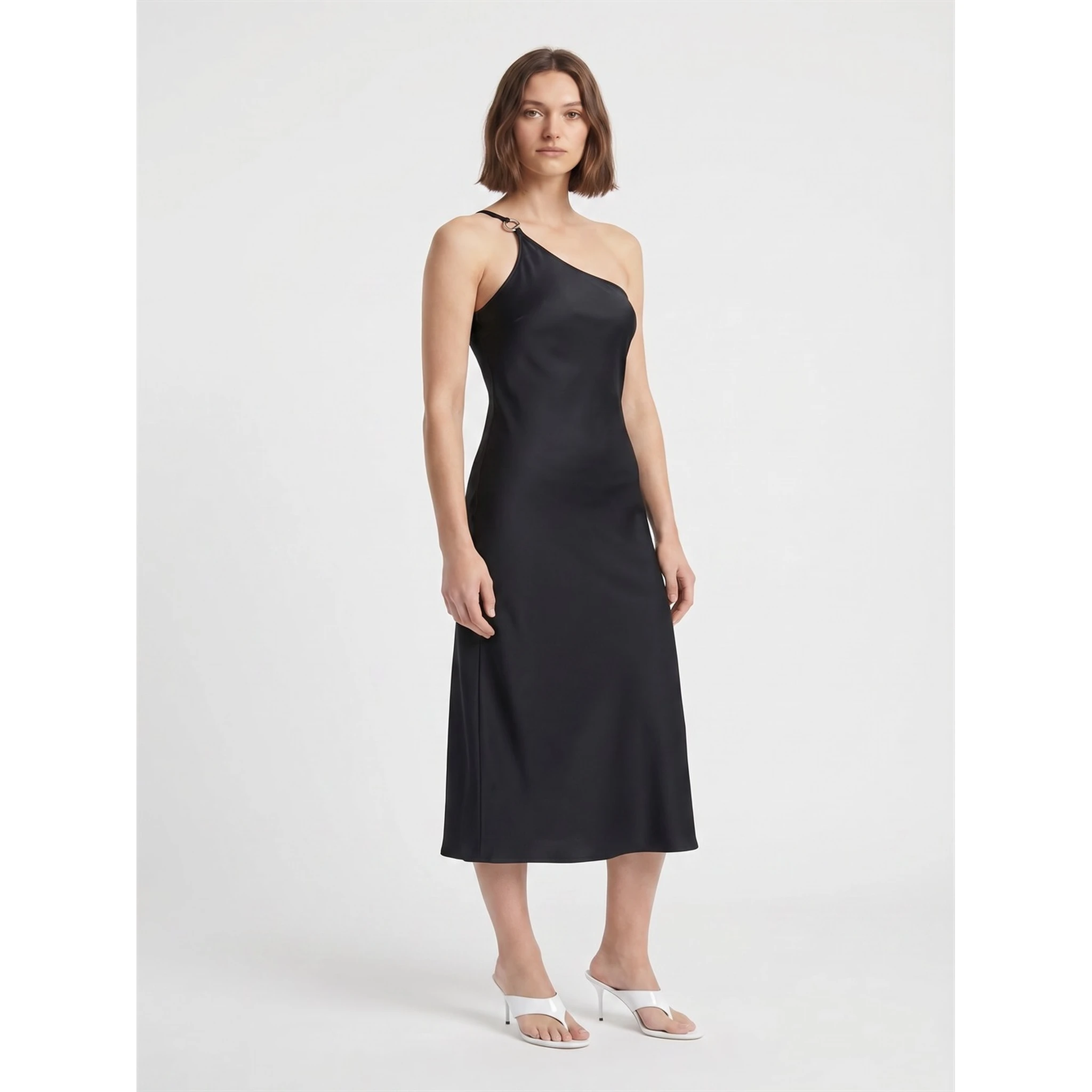 C-LOGO ONE SHOULDER DRESS