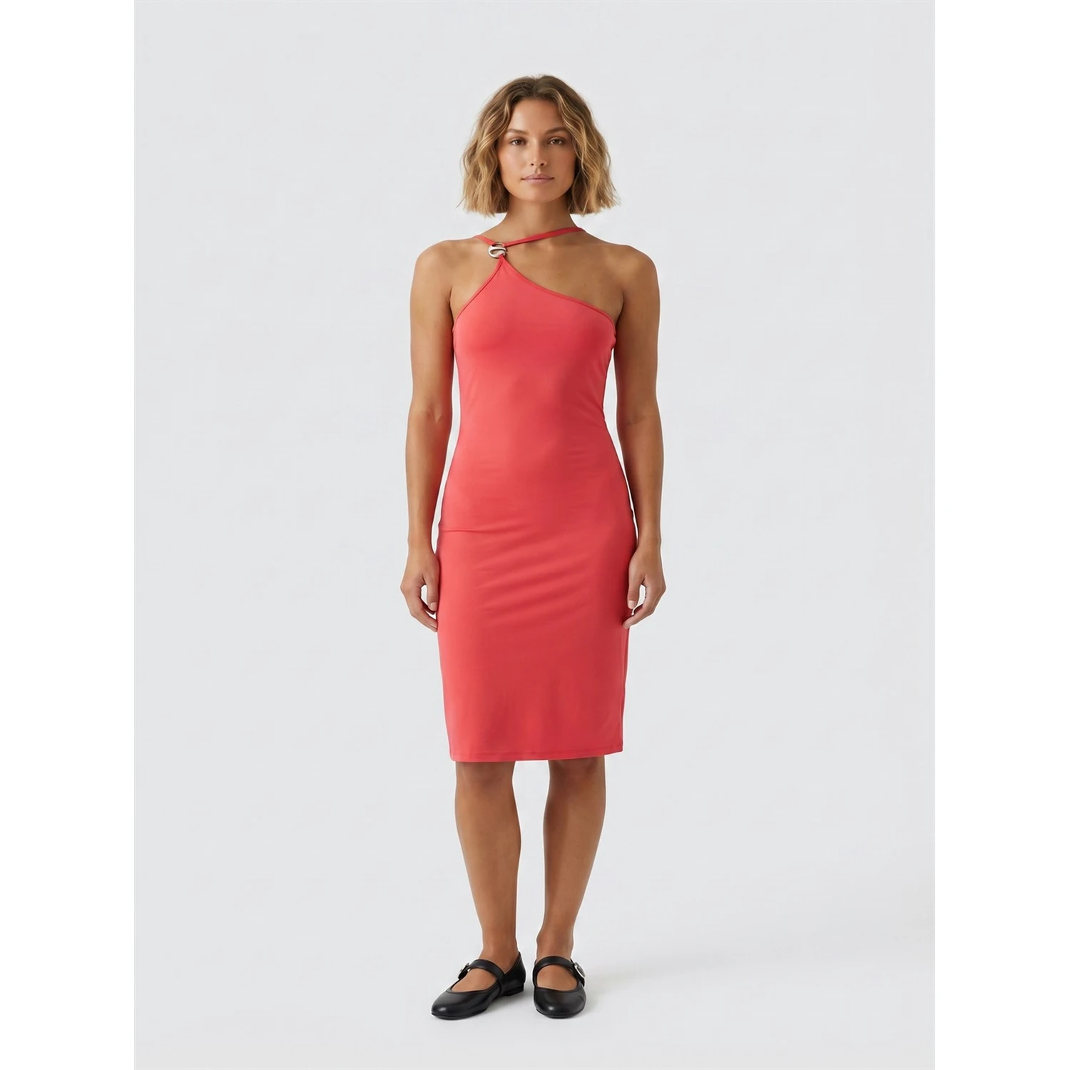 C-LOGO ONE SHOULDER DRESS