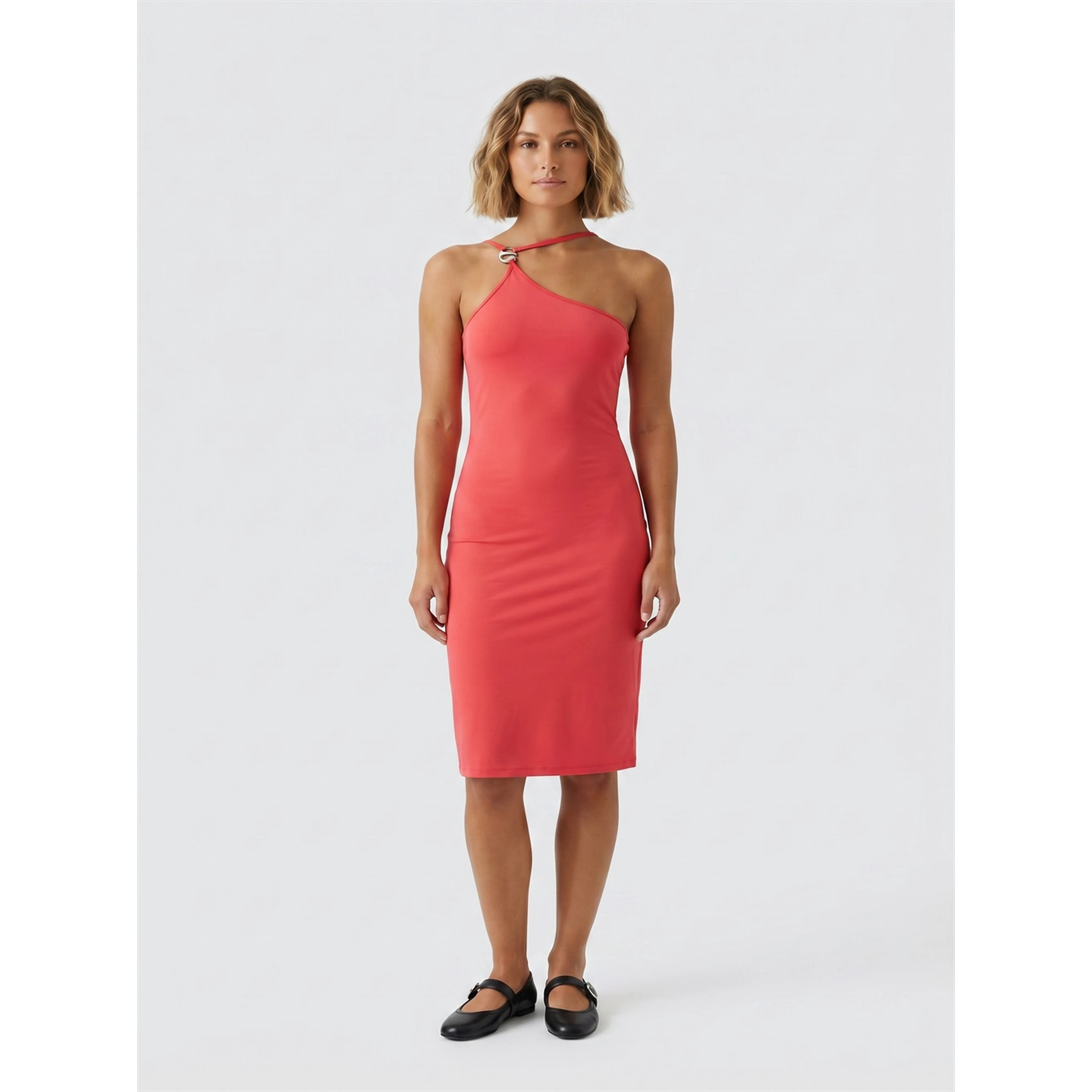 C-LOGO ONE SHOULDER DRESS