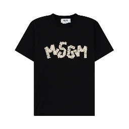 T-SHIRT CON LOGO RICAMATO IN PIZZO