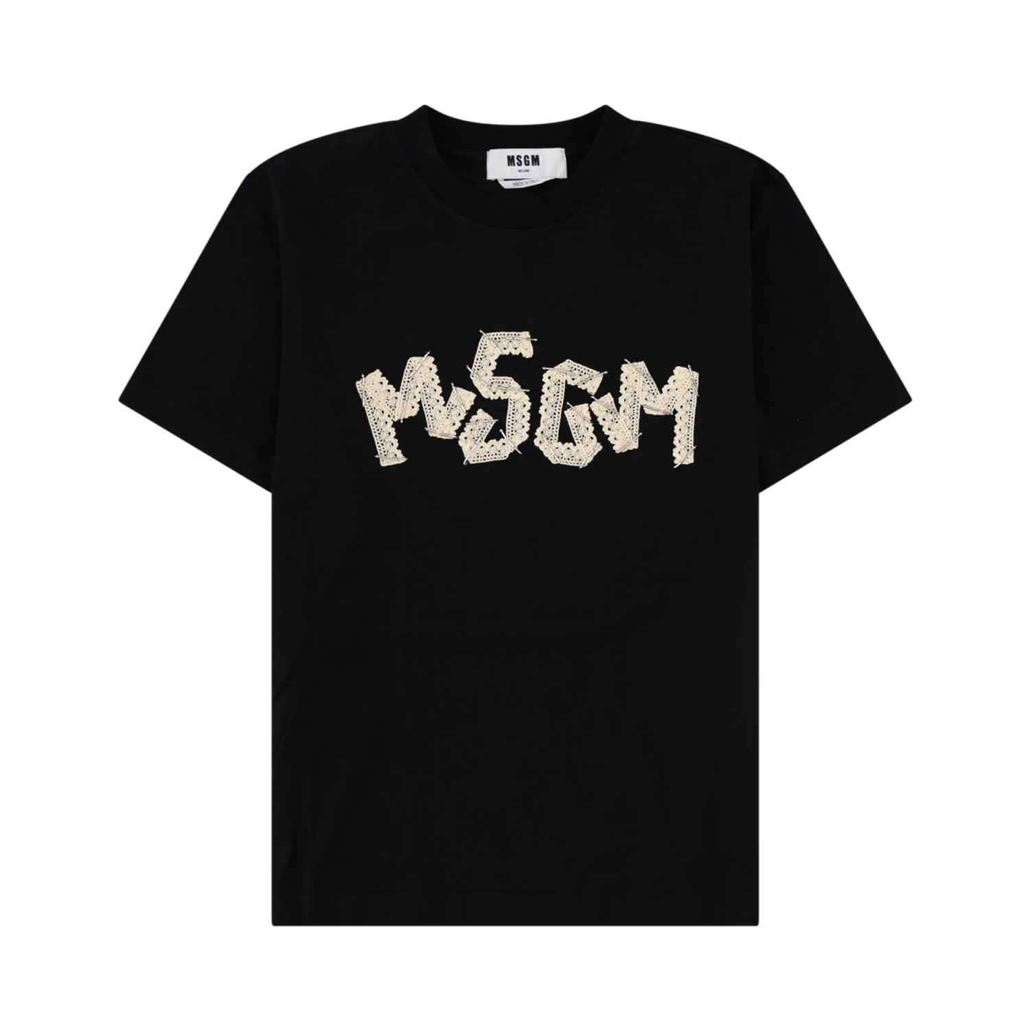 T-SHIRT CON LOGO RICAMATO IN PIZZO