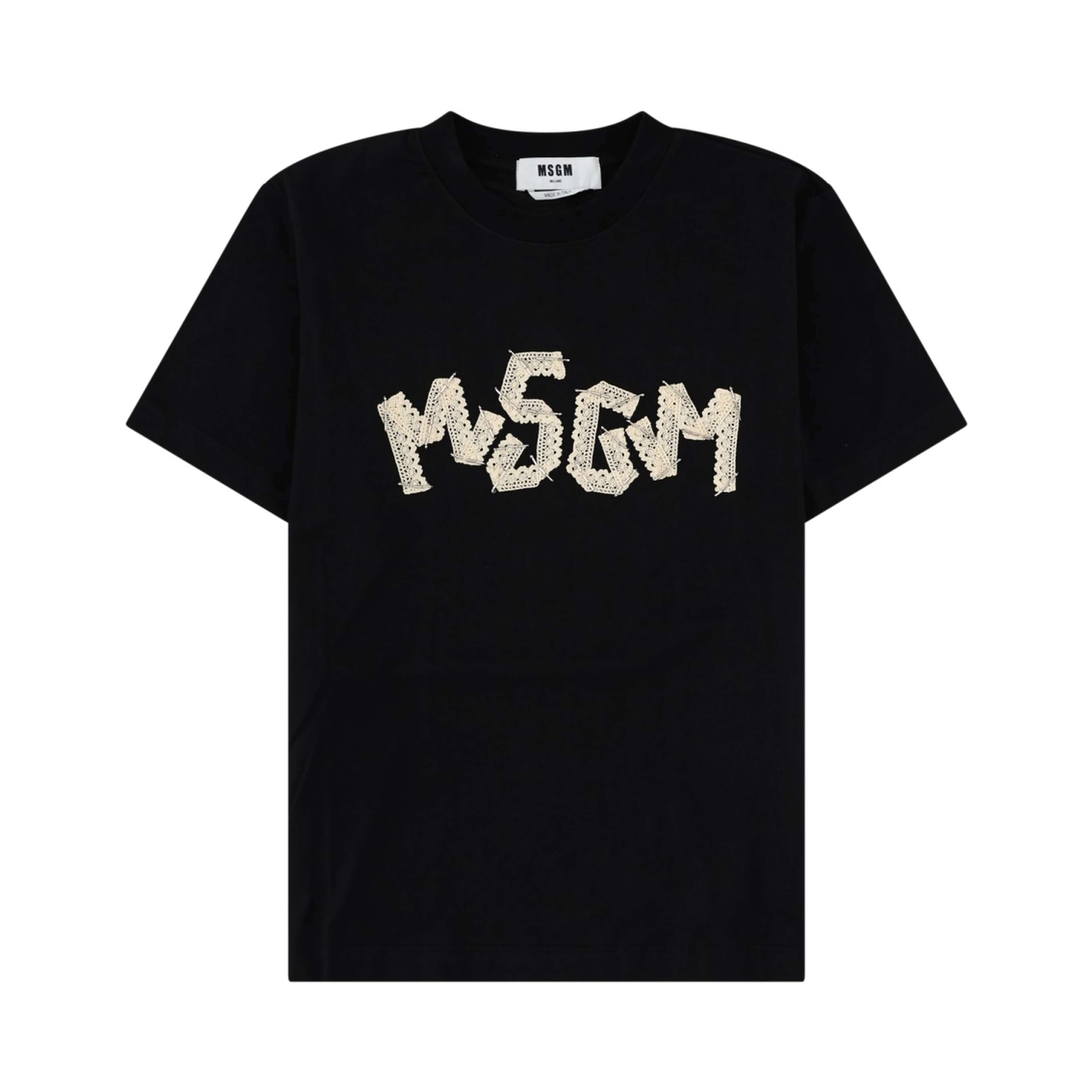 T-SHIRT CON LOGO RICAMATO IN PIZZO