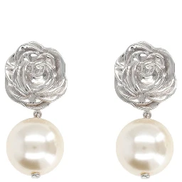 ORECCHINI CON ROSA E PERLA