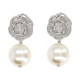 ORECCHINI CON ROSA E PERLA