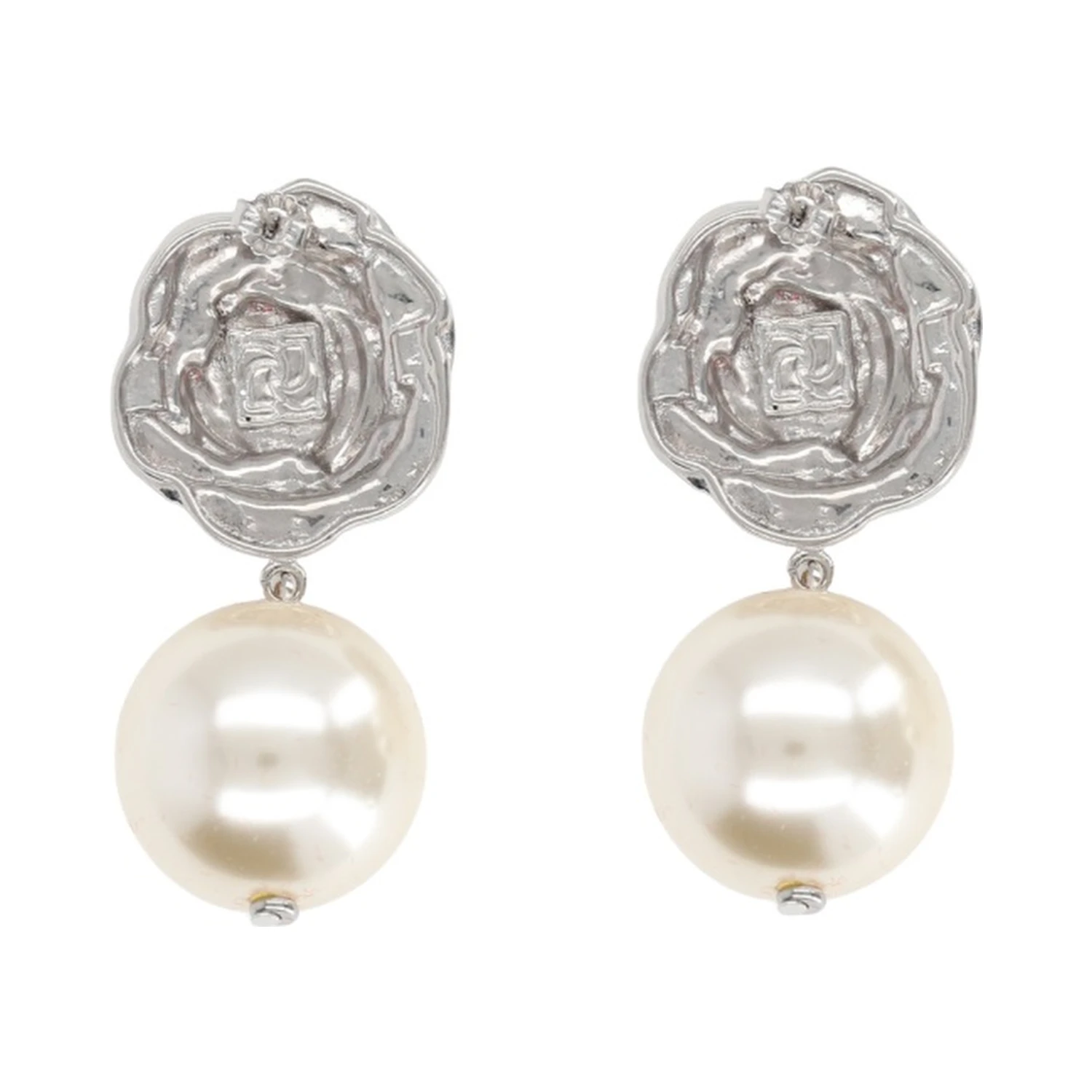 ORECCHINI CON ROSA E PERLA