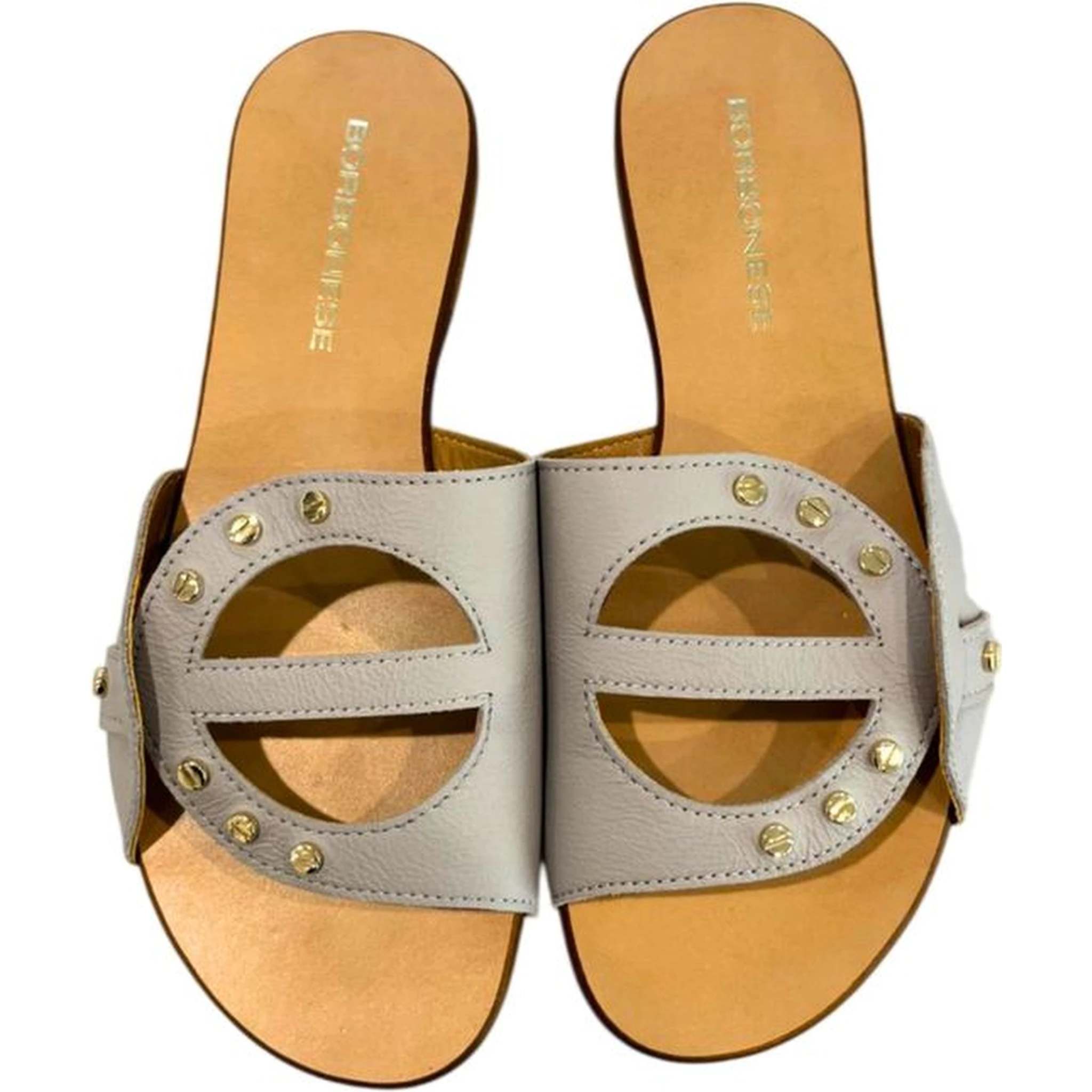 Grey Leather Women Sandal