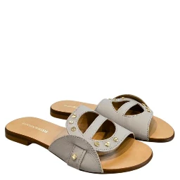 Grey Leather Women Sandal