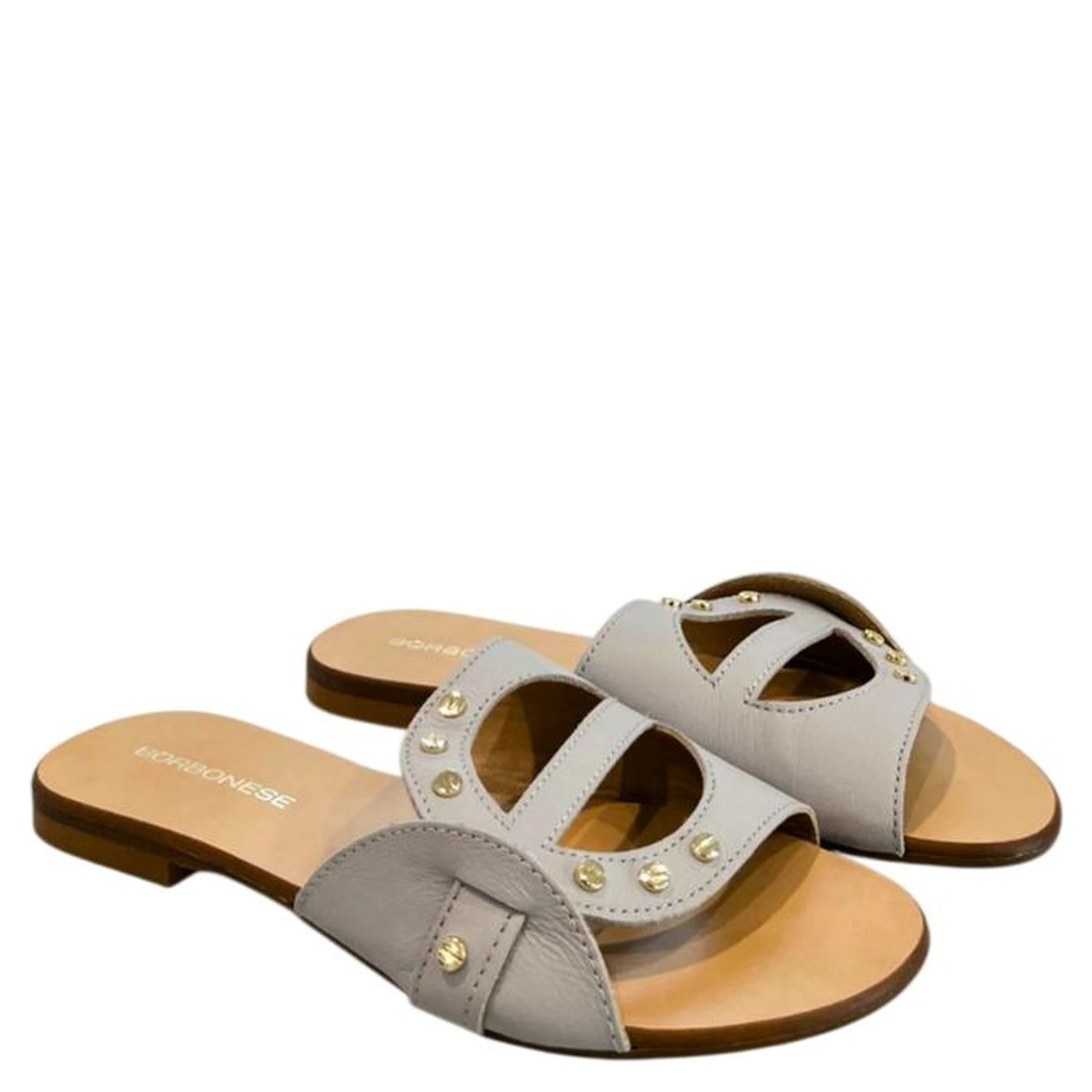 Grey Leather Women Sandal