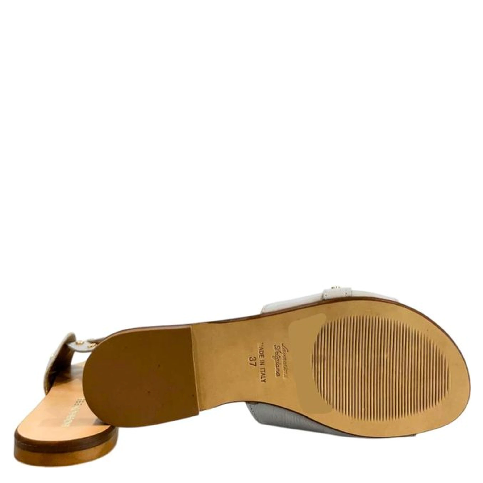 Grey Leather Women Sandal