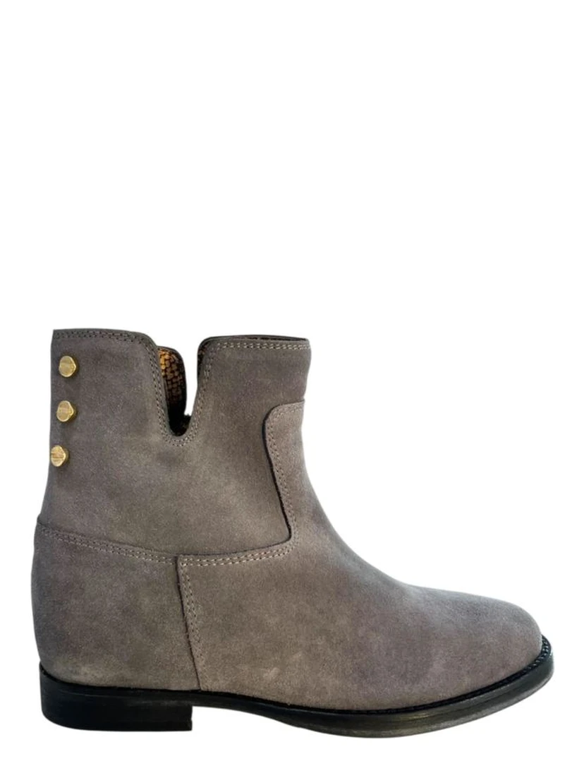 Grey Leather Women Boot
