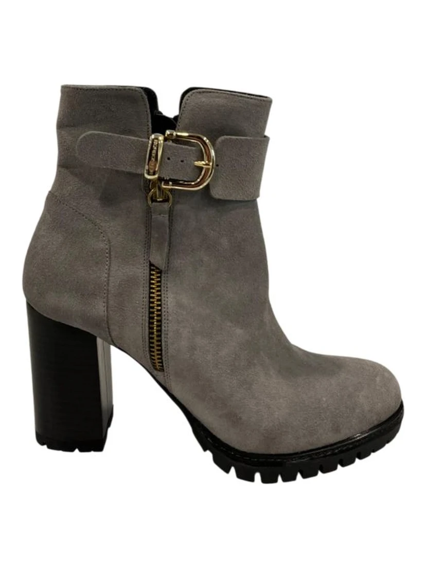 Grey Leather Women Boot