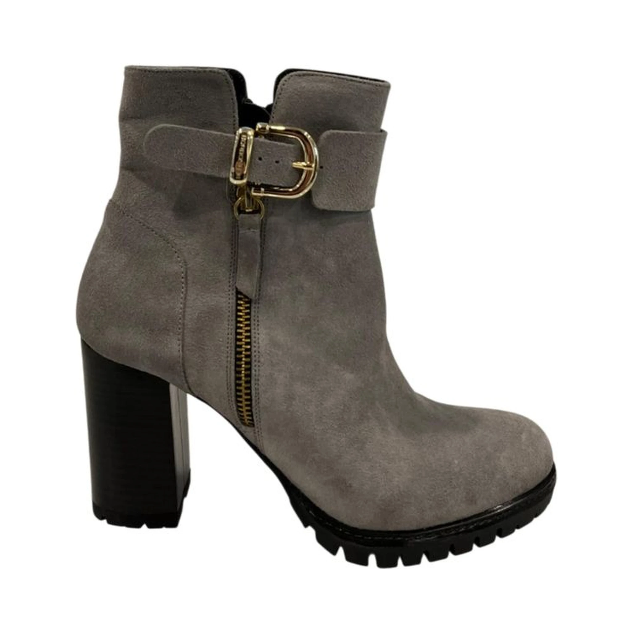Grey Leather Women Boot