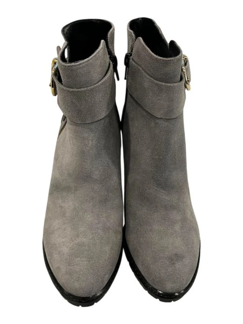 Grey Leather Women Boot