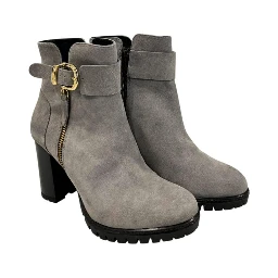 Grey Leather Women Boot
