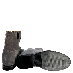 Grey Leather Women Boot