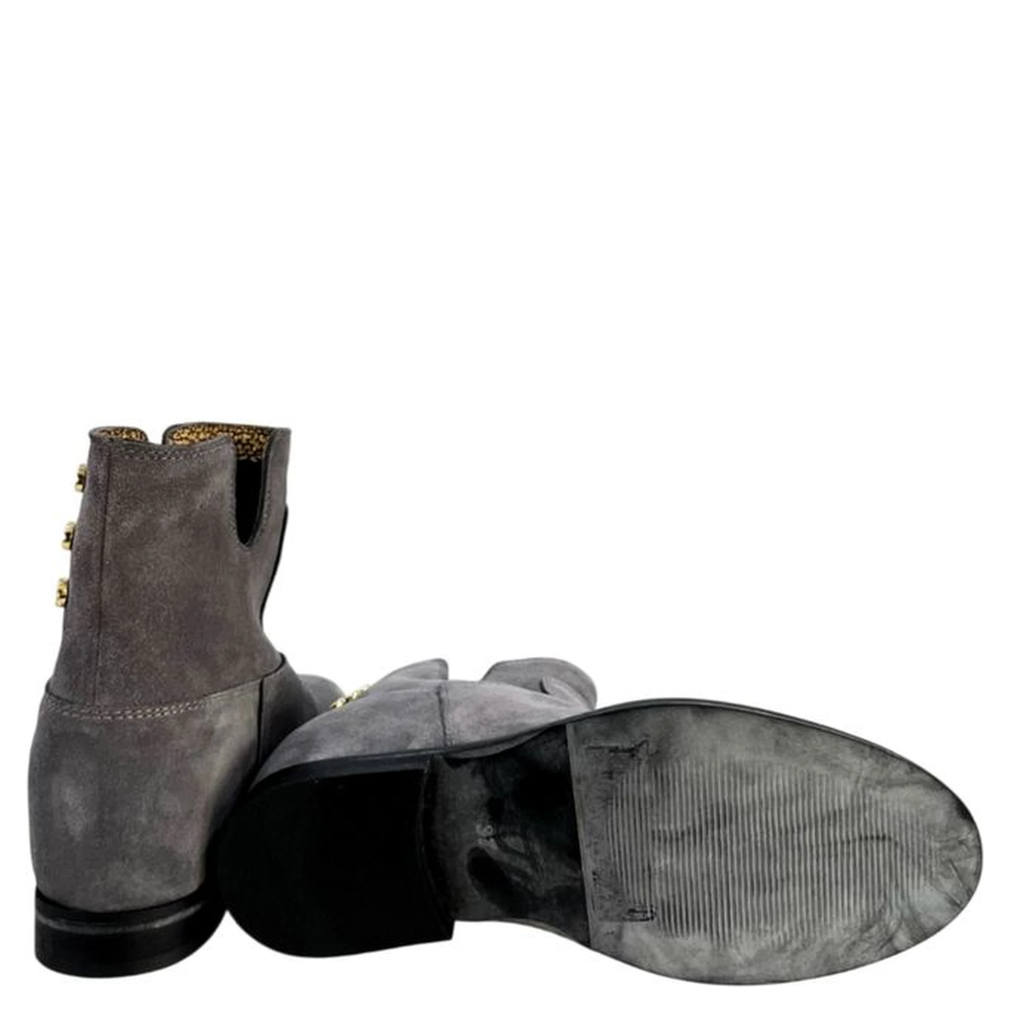 Grey Leather Women Boot