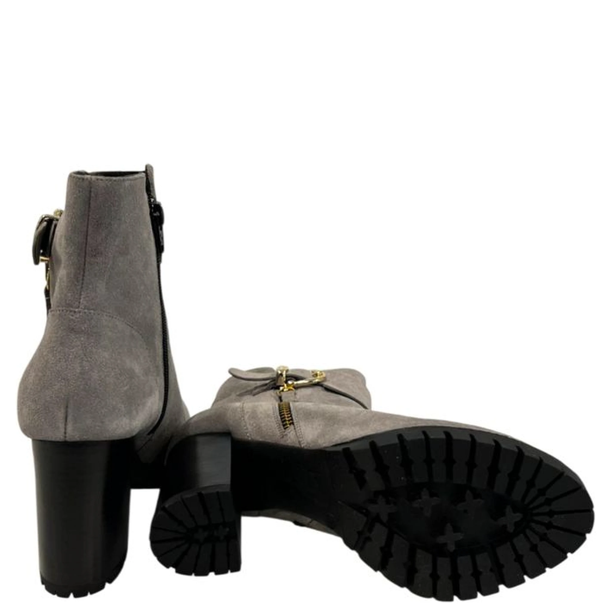 Grey Leather Women Boot