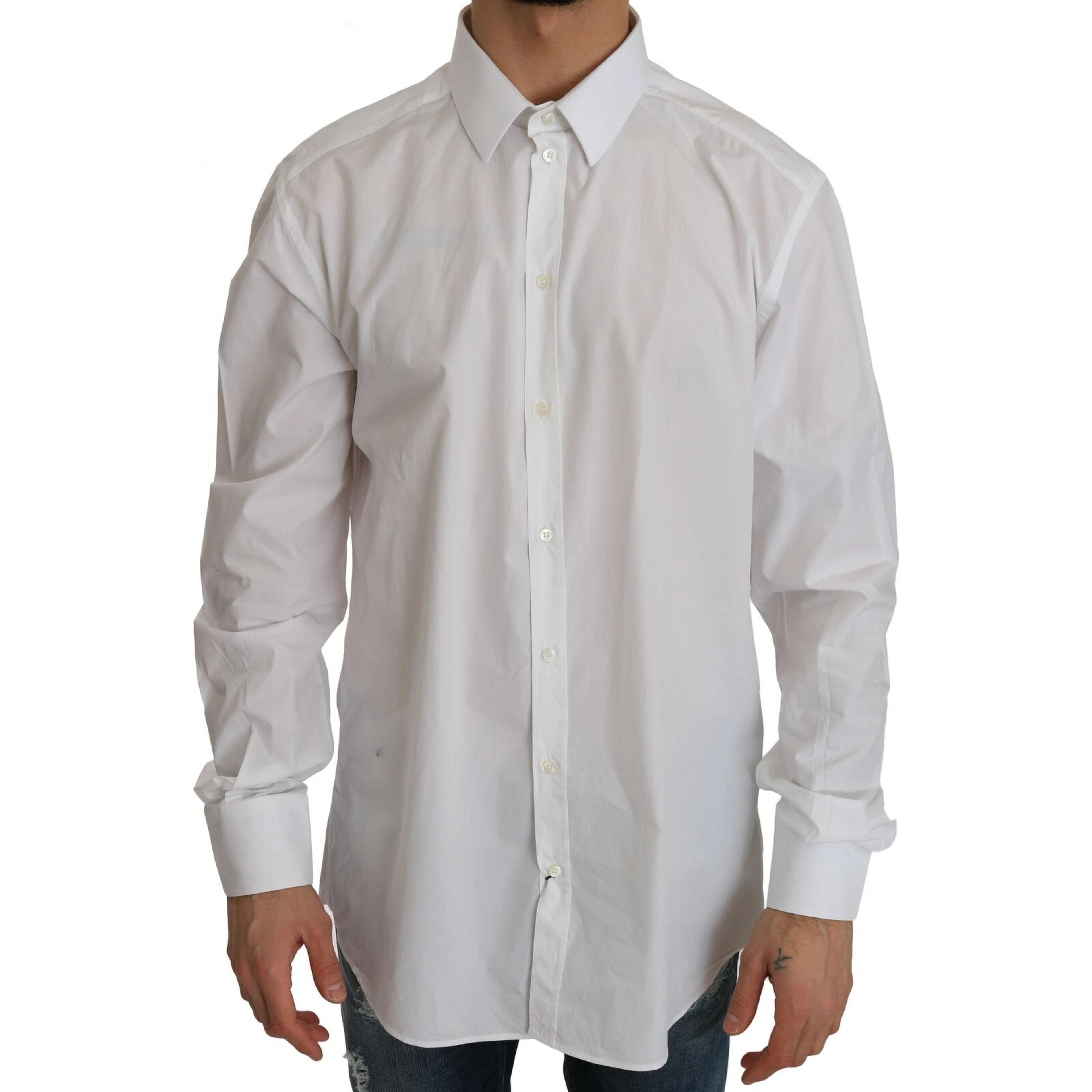 White 100% Cotton GOLD Slim Dress Shirt