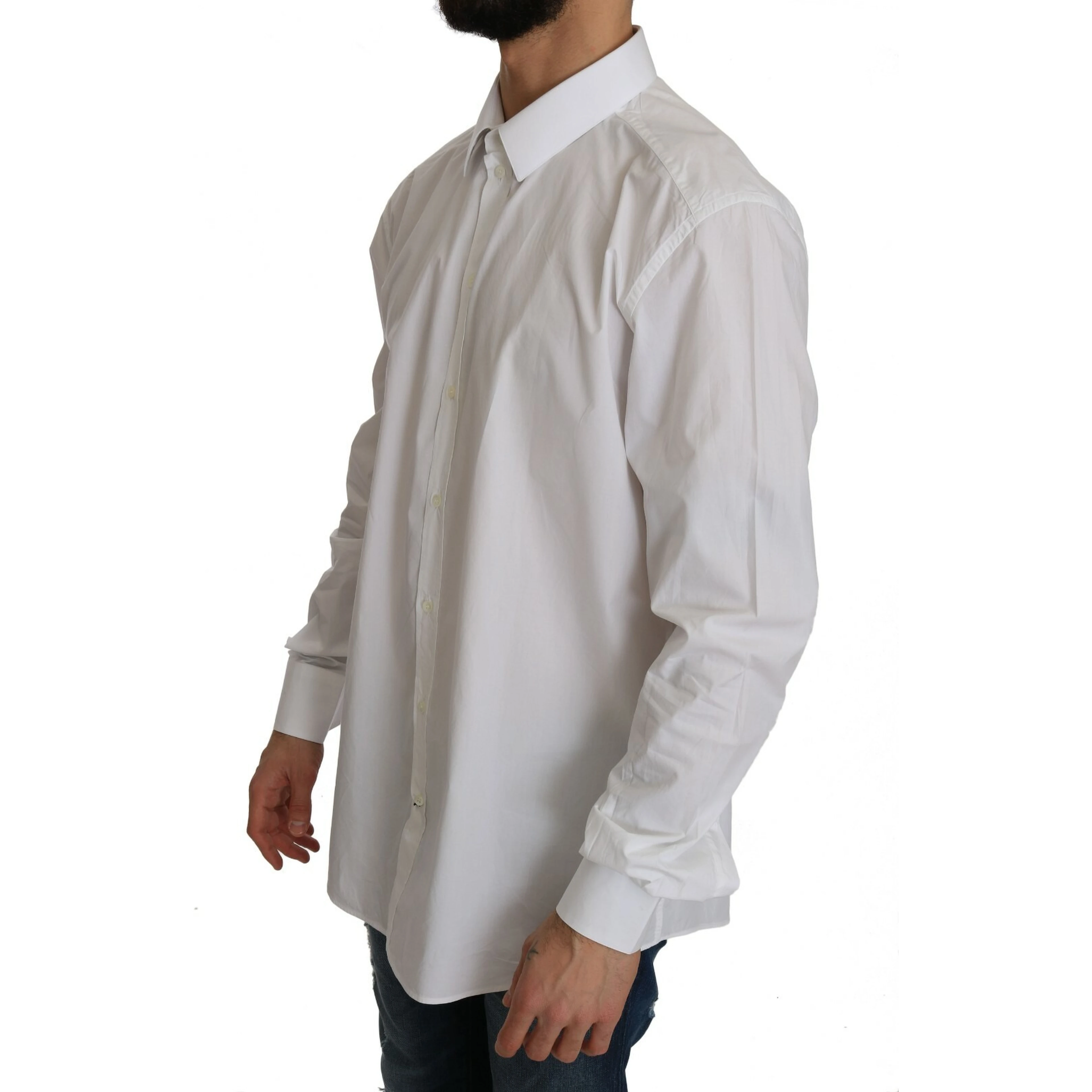 White 100% Cotton GOLD Slim Dress Shirt