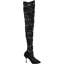 Black Taormina Lace Socks Boots Pumps Shoes