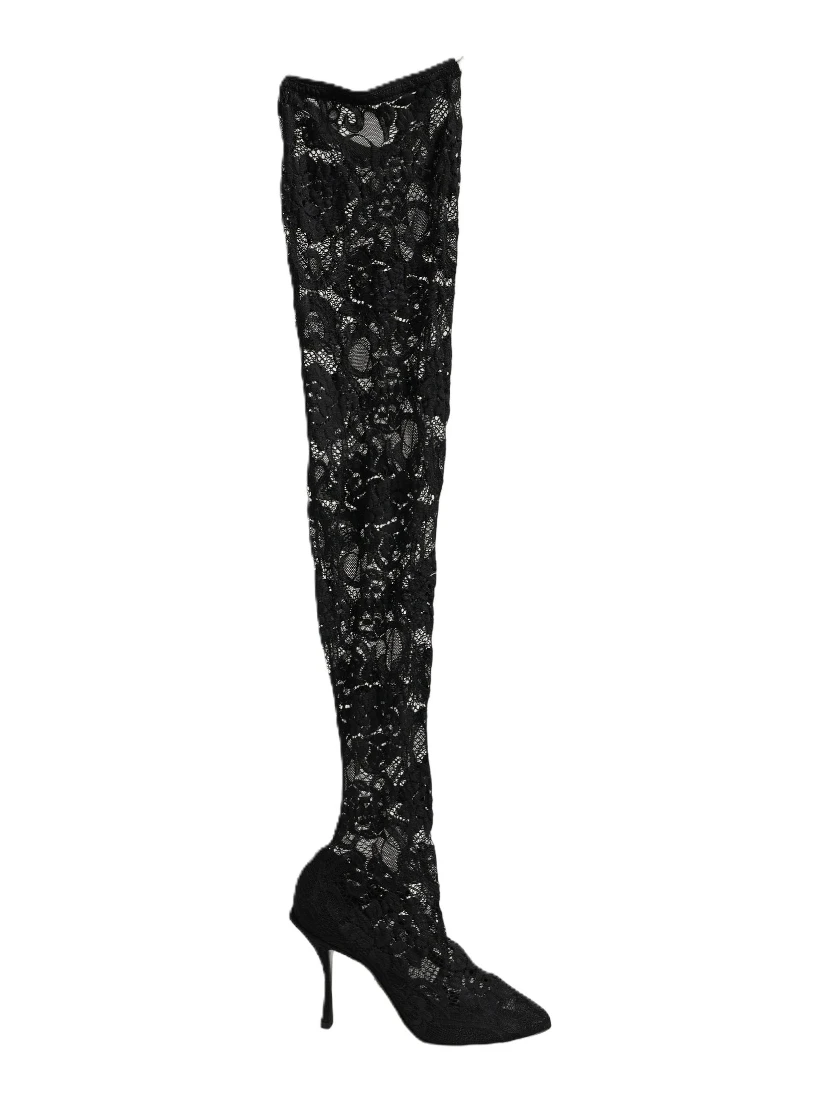 Black Taormina Lace Socks Boots Pumps Shoes