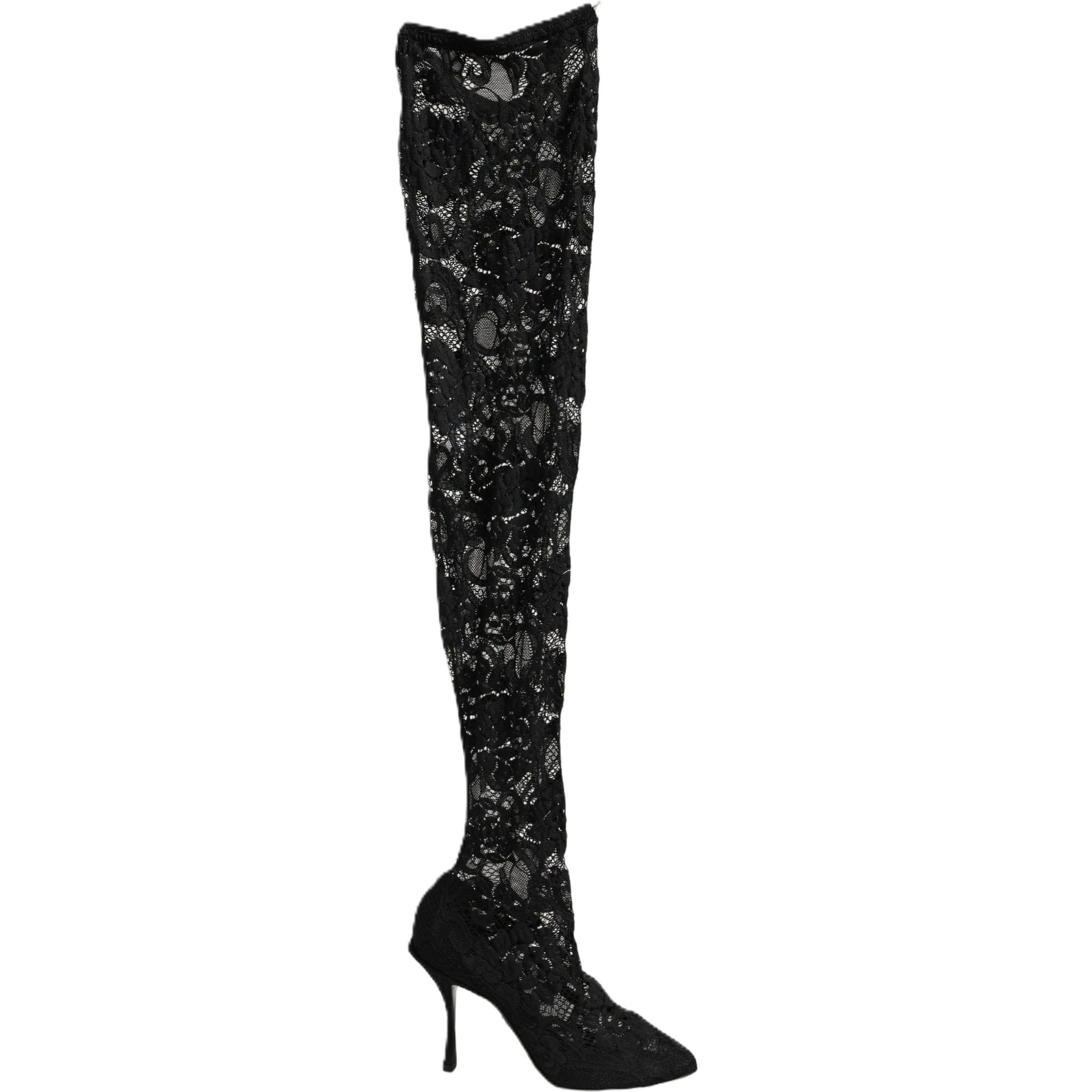 Black Taormina Lace Socks Boots Pumps Shoes