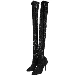 Black Taormina Lace Socks Boots Pumps Shoes