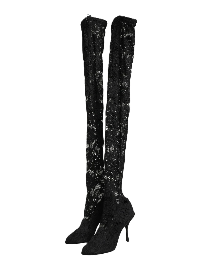 Black Taormina Lace Socks Boots Pumps Shoes