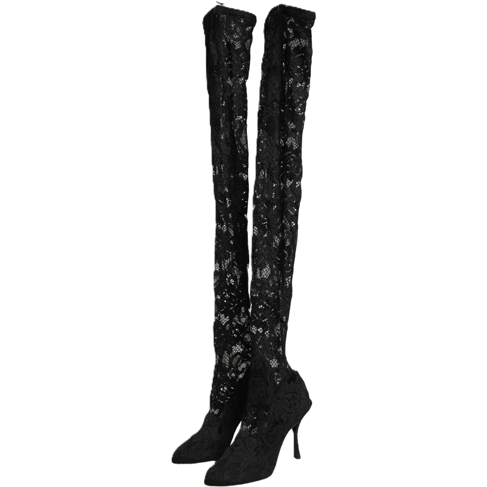 Black Taormina Lace Socks Boots Pumps Shoes