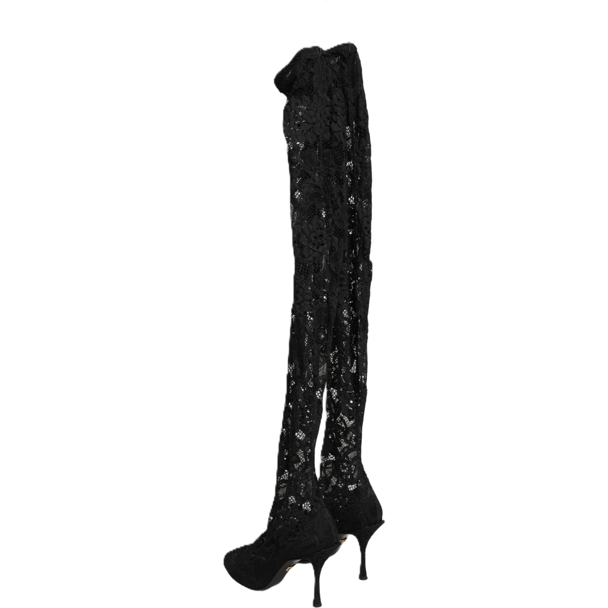Black Taormina Lace Socks Boots Pumps Shoes