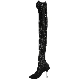 Black Taormina Lace Socks Boots Pumps Shoes