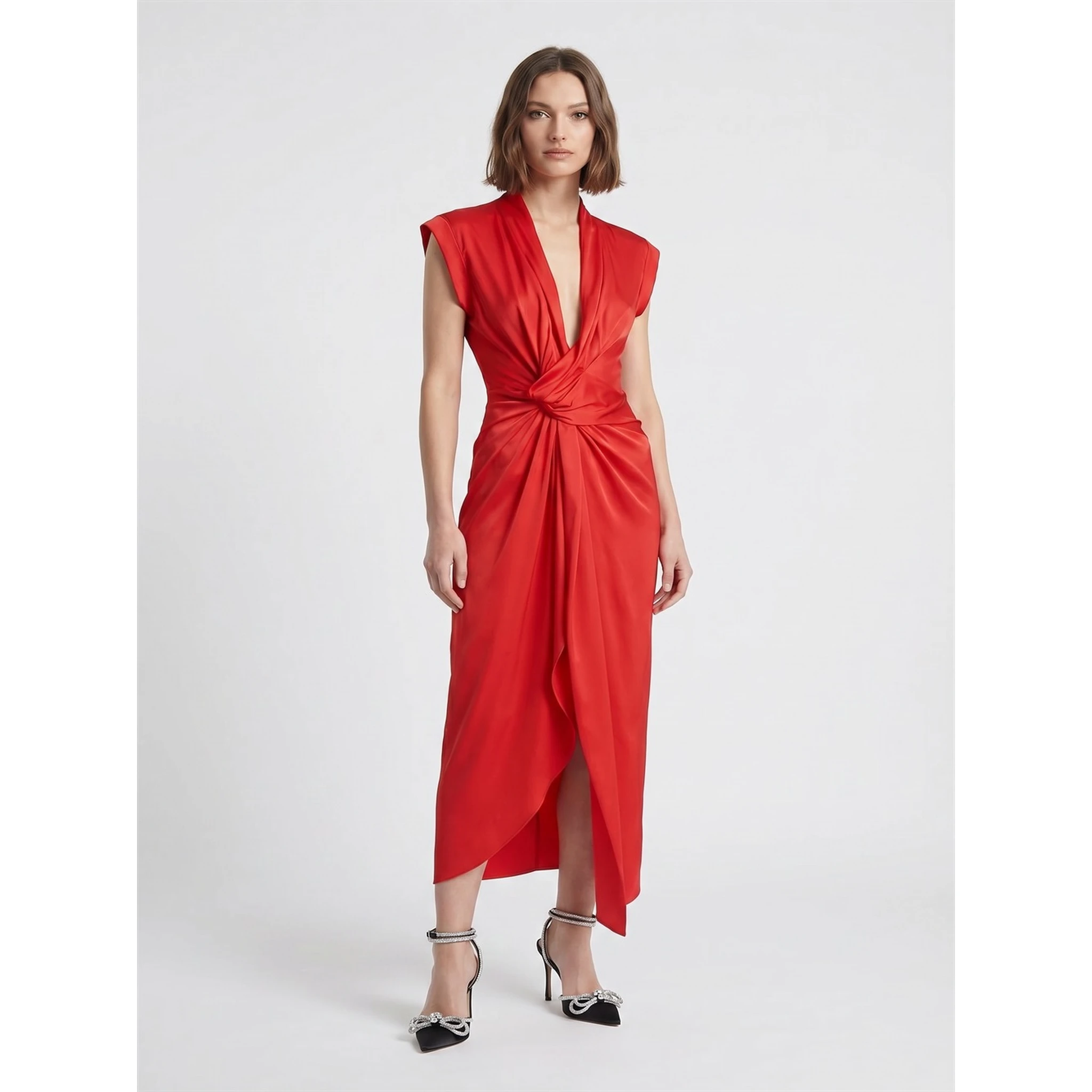 ASYMMETRIC TWIST DETAIL DRESS