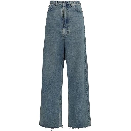 Blue Cotton High-Waisted Jean