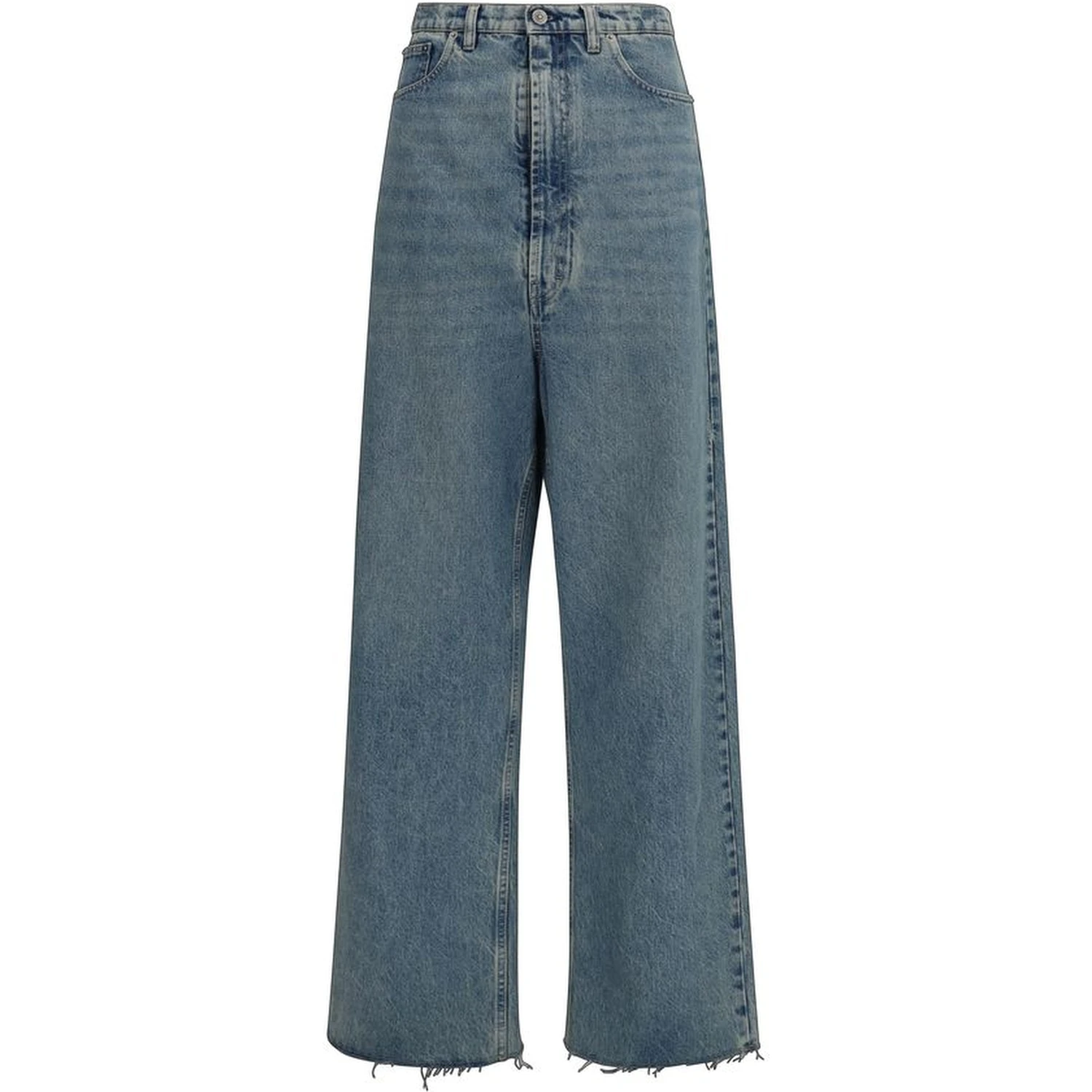 Blue Cotton High-Waisted Jean