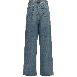 Blue Cotton High-Waisted Jean
