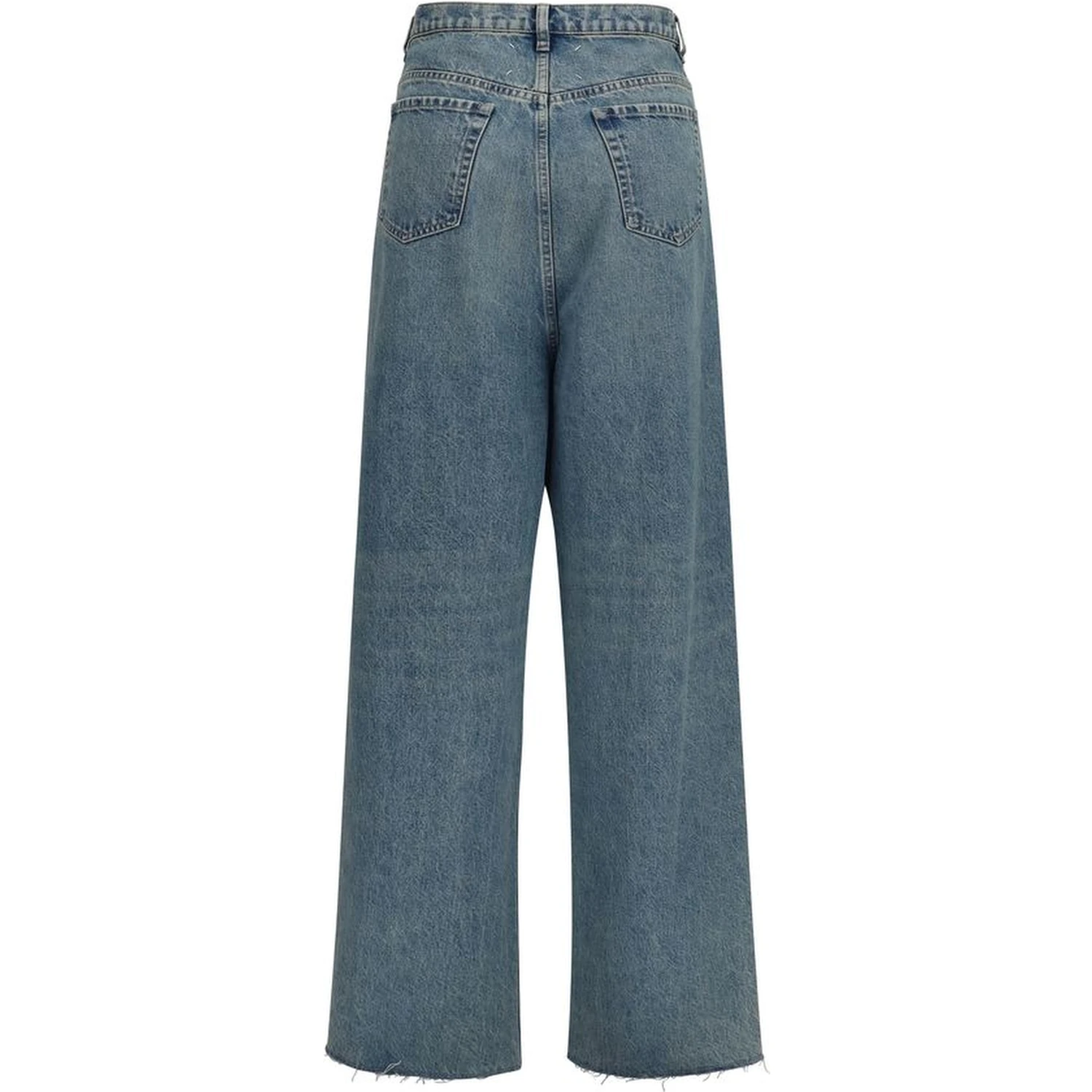 Blue Cotton High-Waisted Jean